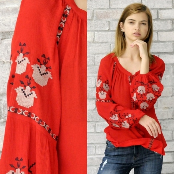 ⚡️Last One⚡️Boho Embroidered Blouse - Picture 2 of 3